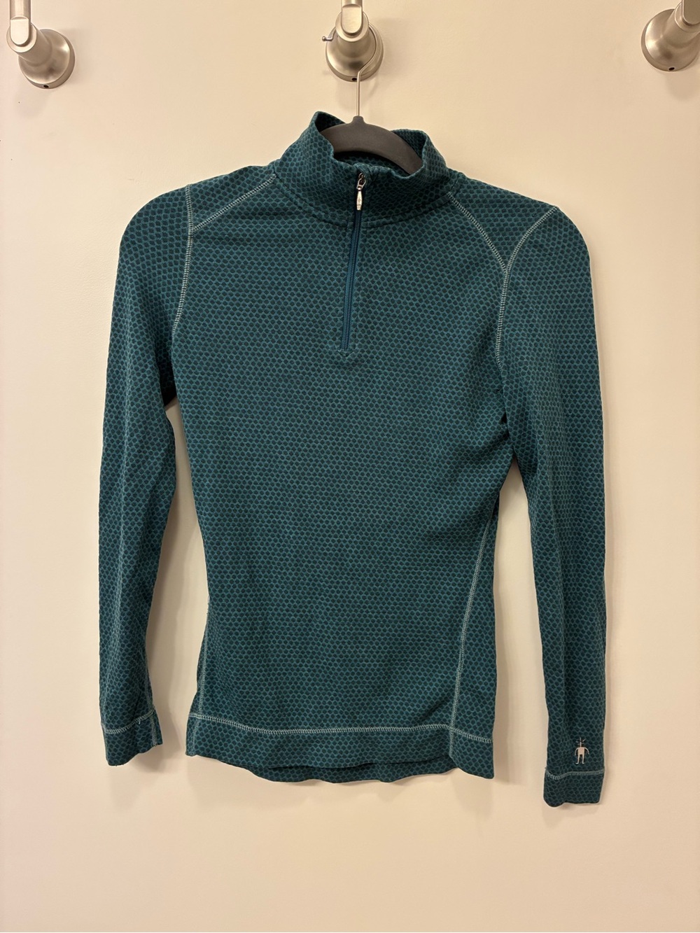 Smartwool Women’s Teal Hex-Pattern Half‑Zip Pullover